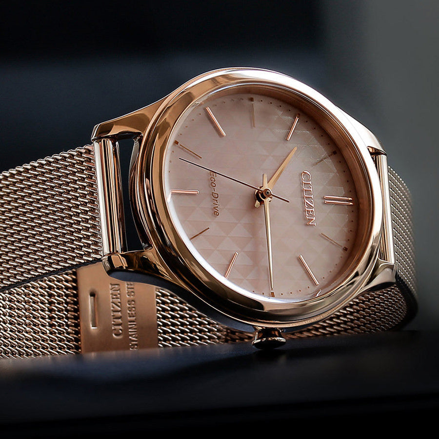 CITIZEN EM0503-83X RADIANT CHARM - ELEGANT GOLD MESH & ROSE GOLD DIAL Women's Eco-Drive Watch-i-Watch-5