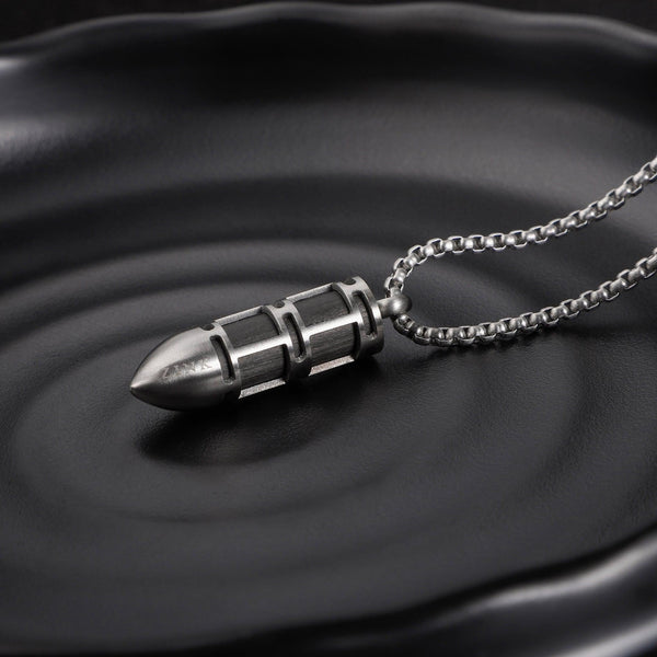 Zink Men's Silver Stainless Steel & Carbon Fiber Necklace | Zjpd021sm