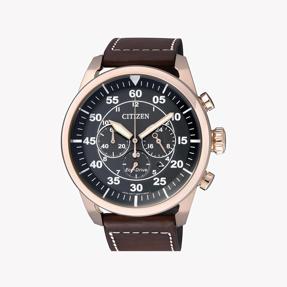Citizen Ca4213-00e Eco-Drive - Elegant Gold & Brown Men's Chronograph Watch by i-watch