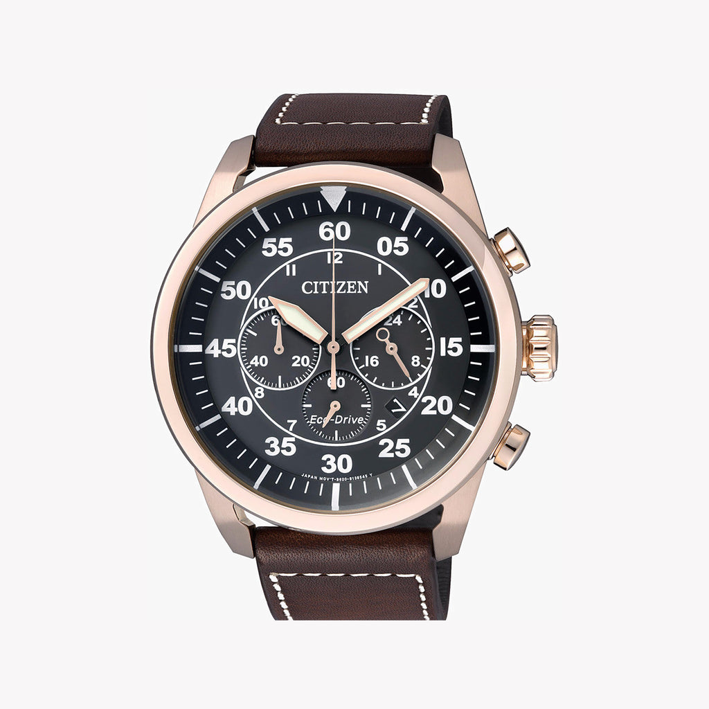 CITIZEN CA4213-00E ECO-DRIVE - ELEGANT GOLD & BROWN MEN'S CHRONOGRAPH WATCH