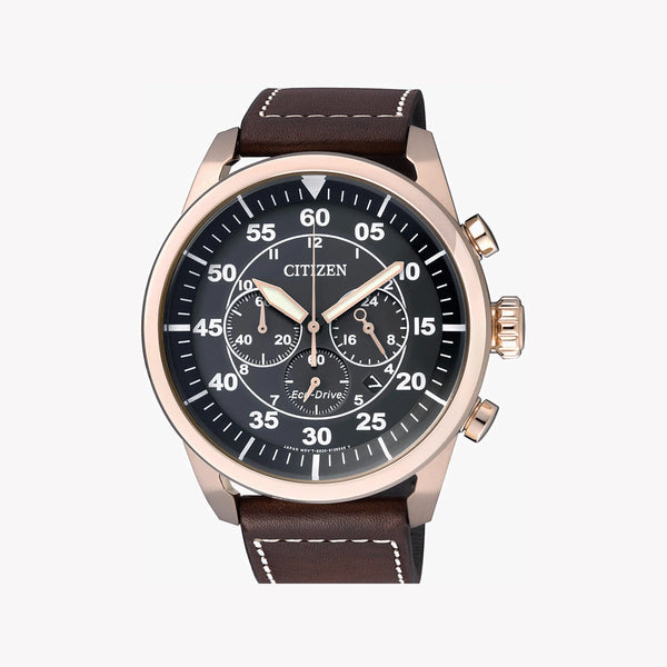 Citizen Ca4213-00e Eco-Drive - Elegant Gold & Brown Men's Chronograph Watch by i-watch