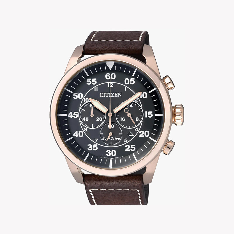 Citizen Ca4213-00e Eco-Drive - Elegant Gold & Brown Men's Chronograph Watch by i-watch