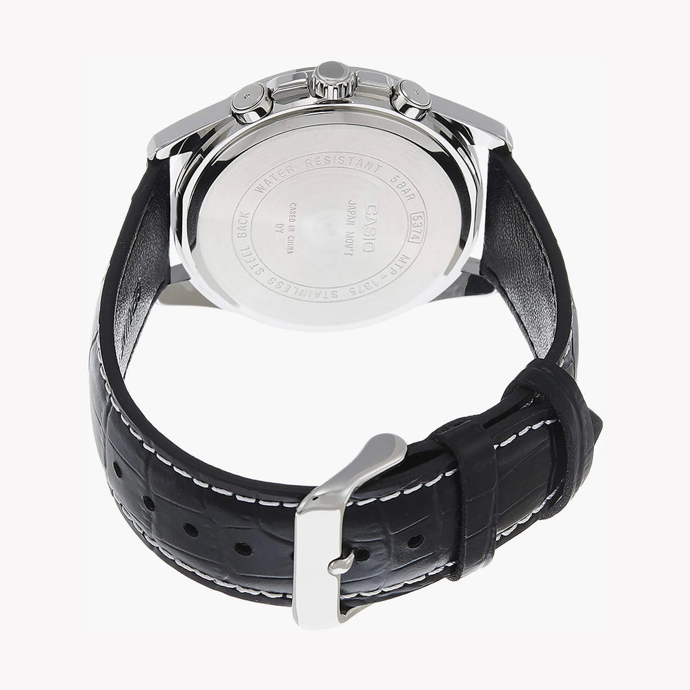 Timeless Elegance Men's Stainless Steel, Black Leather | Mtp-1375l-7avdf by i-watch