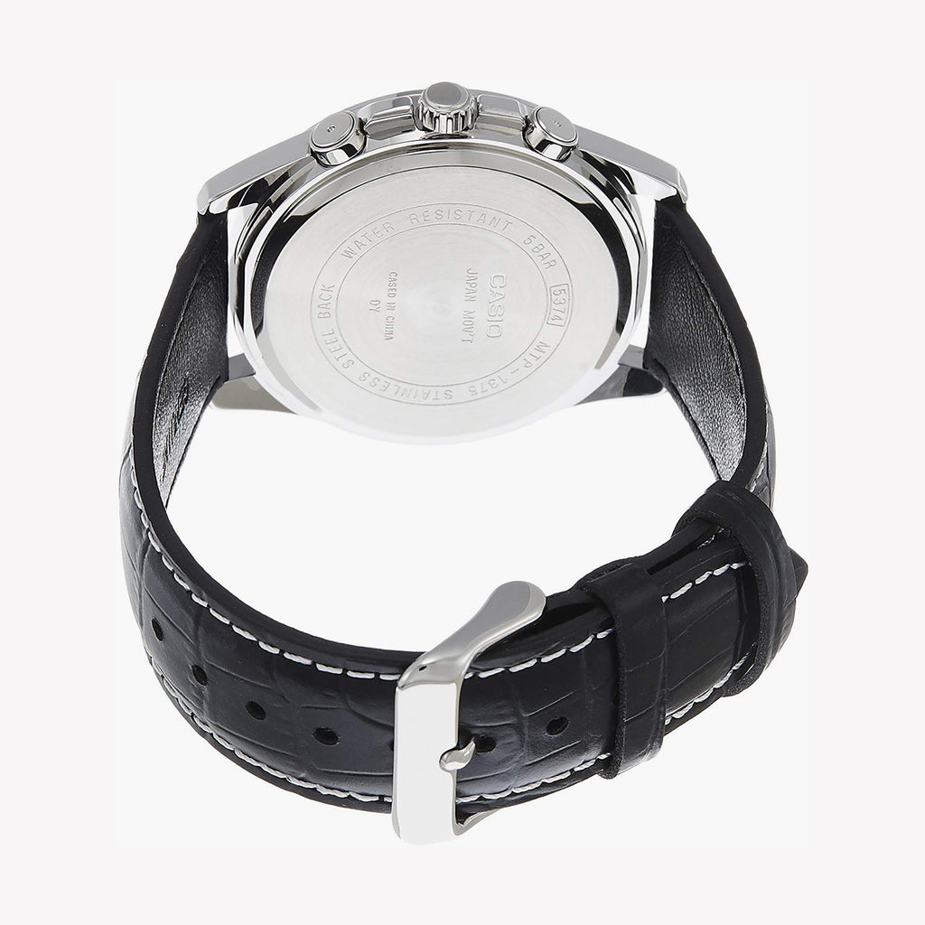 Timeless Elegance Men's Stainless Steel, Black Leather | Mtp-1375l-7avdf