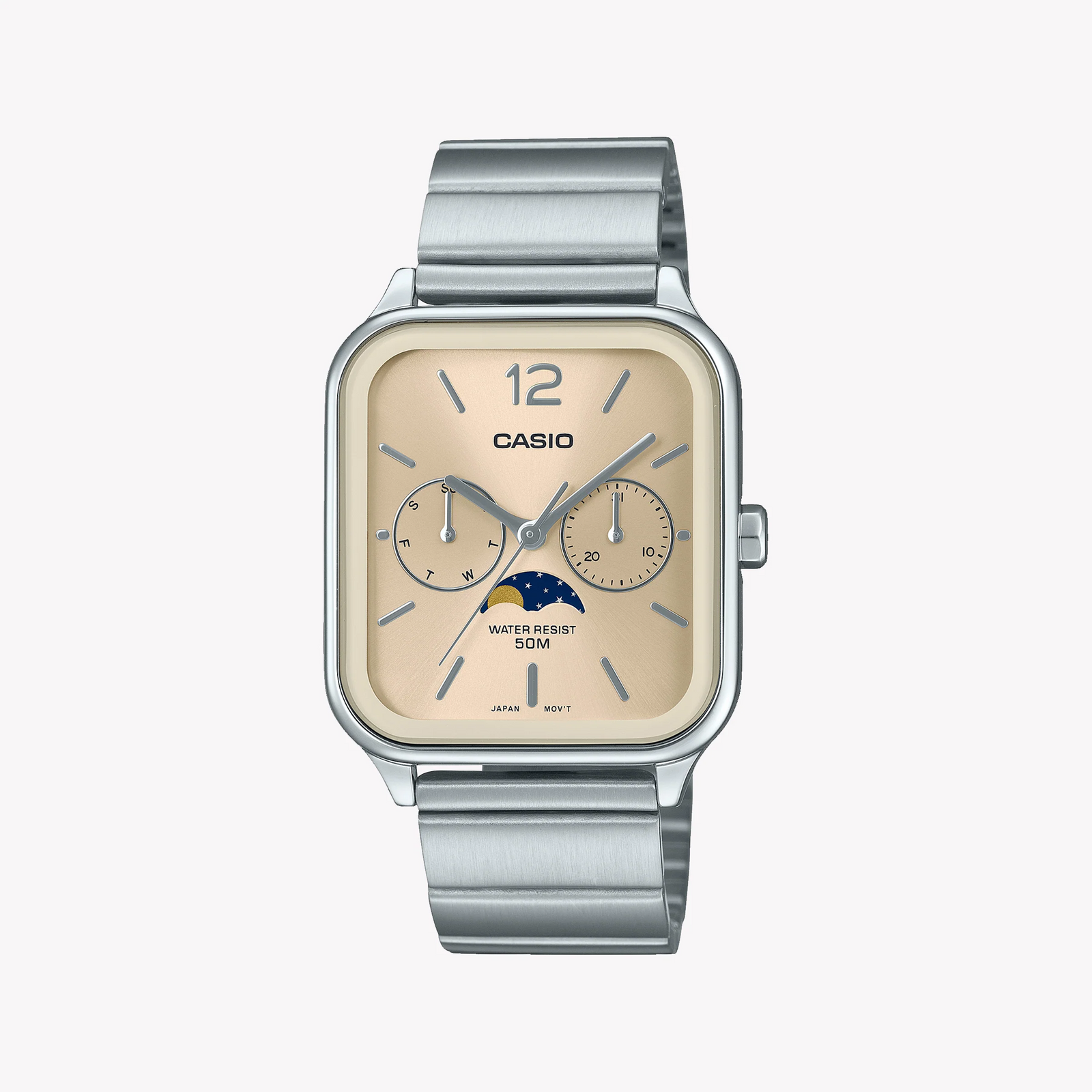 Casio Men's Silver Stainless Steel Watch, Beige Dial | Mtp-M305d-9avdf by i-watch
