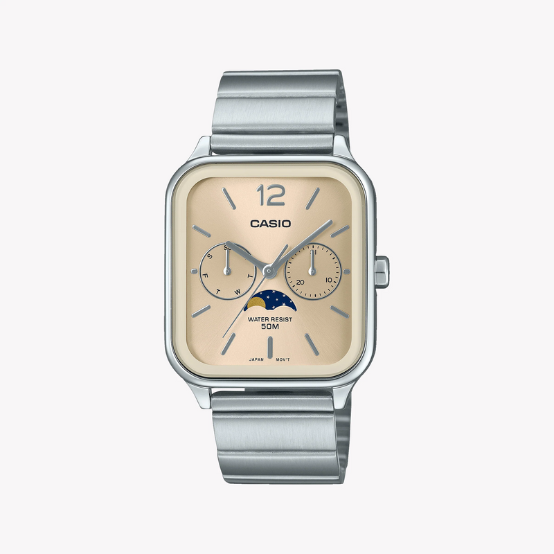 Casio Men's Silver Stainless Steel Watch, Beige Dial | Mtp-M305d-9avdf by i-watch