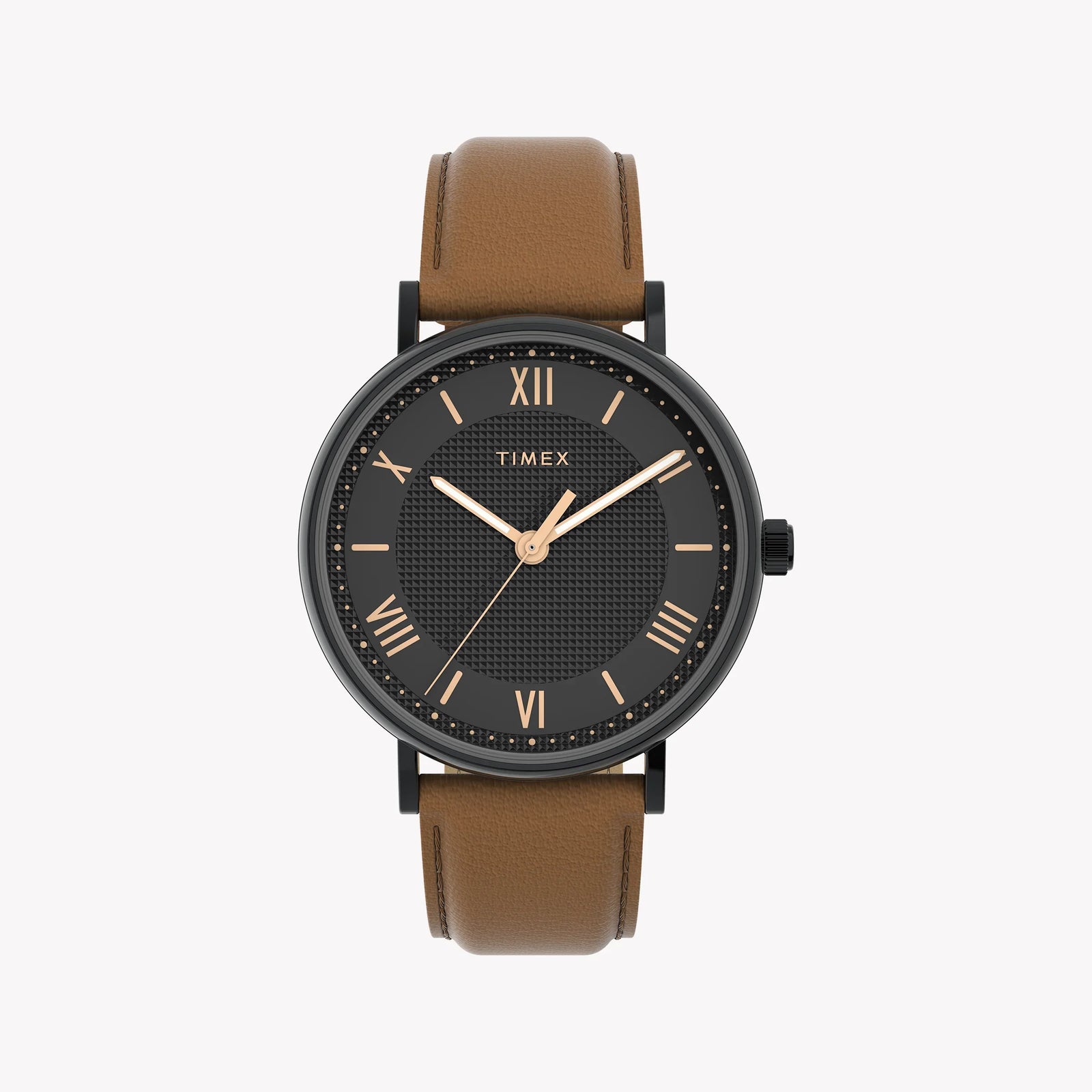 Timex Men's Black Case Watch, Tan Vegan Leather Strap | Tw2v91400 by i-watch