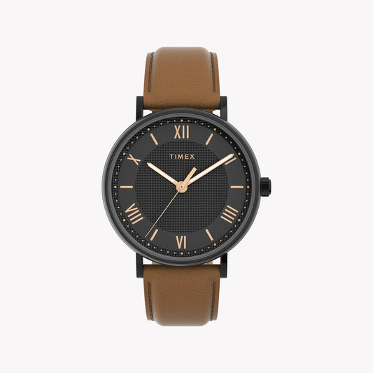 ساعة Timex للرجال Southview مع حافظة سوداء وحزام جلدي TW2V91400 للرجال