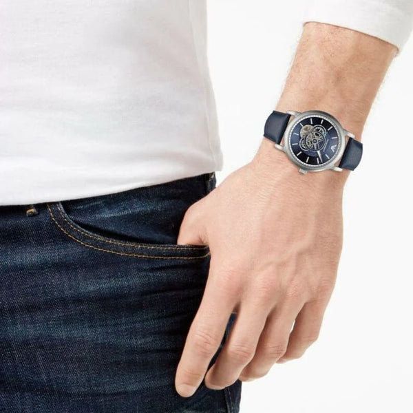 Emporio Armani Men's Blue Leather Watch, Blue Dial | Ar60011 by i-watch