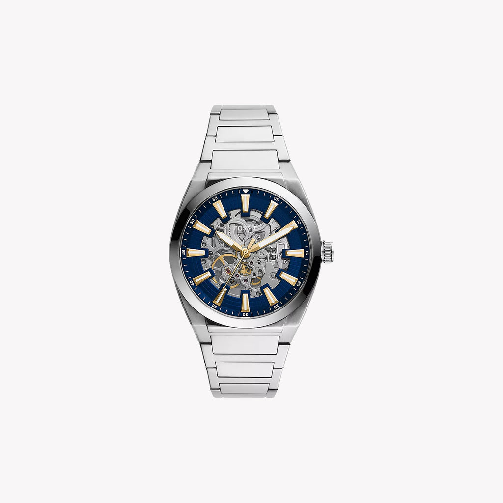 FOSSIL ME3220 - SLEEK STAINLESS STEEL TIMEPIECE WITH BLUE DIAL & AUTOMATIC MOVEMENT