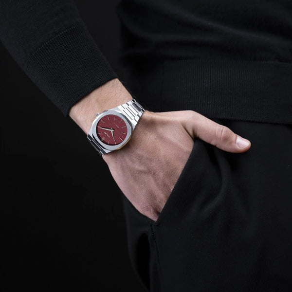 D1 MILANO Unisex Silver Stainless Steel, Red Dial | D1-UTBJ11 by i-watch