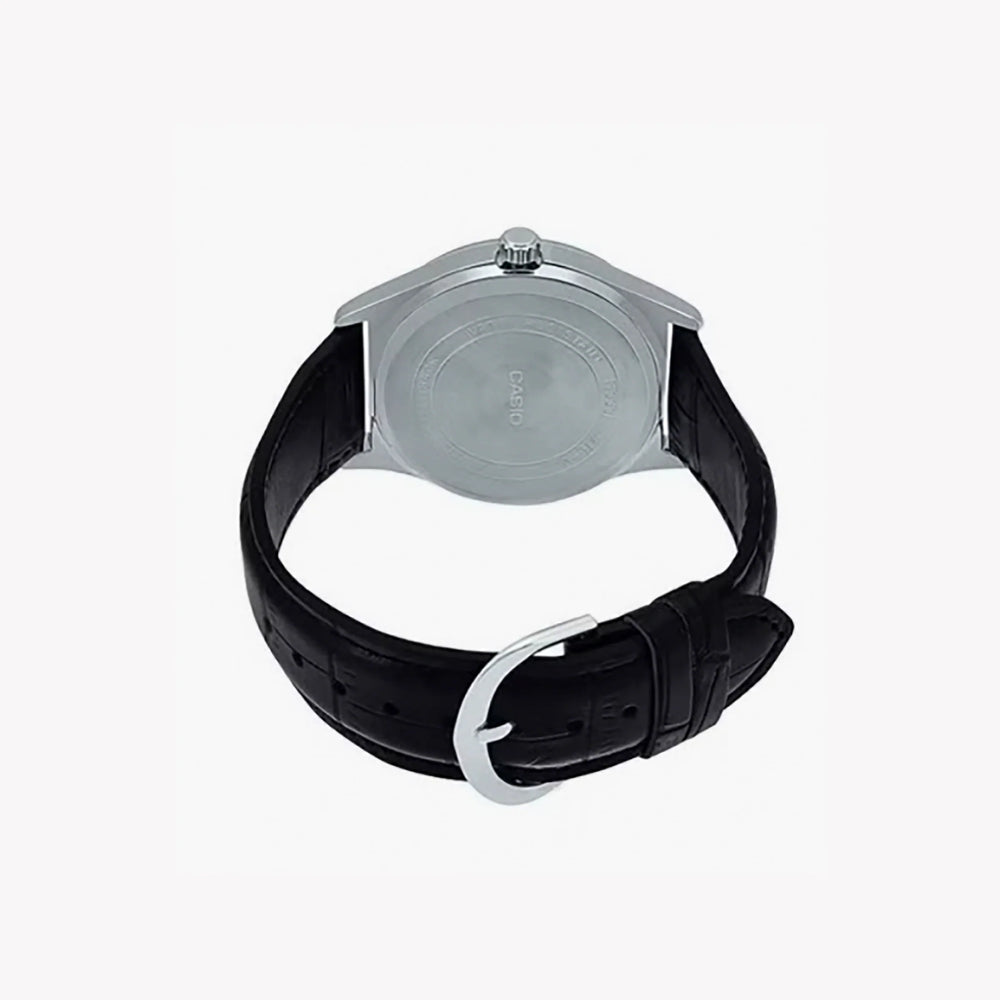 Seiko Men's Silver Stainless Steel Watch, Black Leather | Mtp-V006l-1budf by i-watch