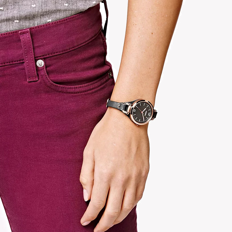 FOSSIL ES3077 ELEGANT TIMEPIECE - ROSE GOLD & GREY LEATHER WATCH FOR WOMEN-i-Watch-4