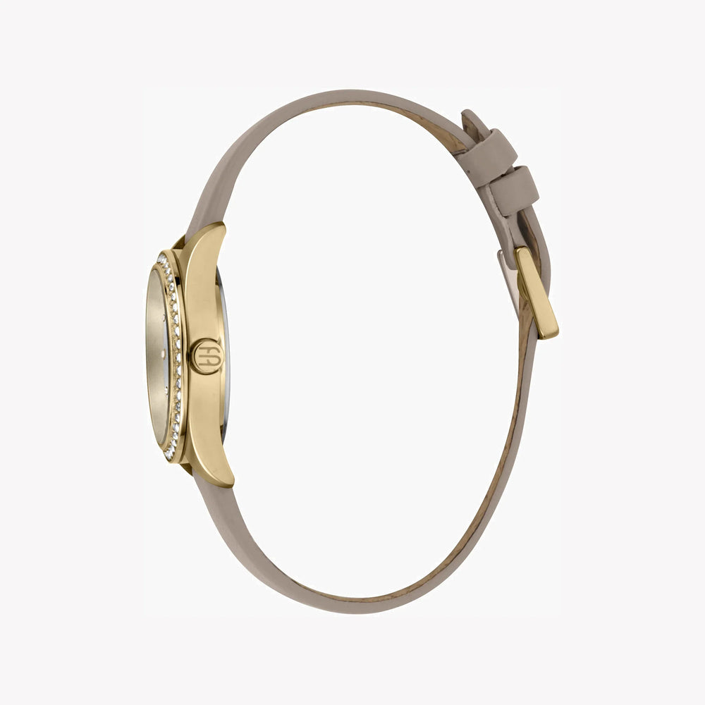 Esprit Women's Beige Leather Watch, Silver Dial | Es1l196m0025 by i-watch
