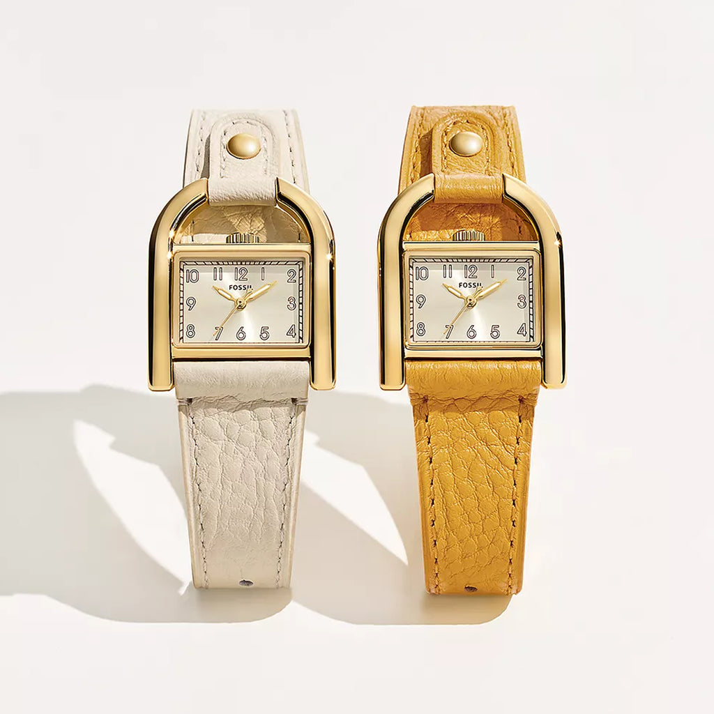 FOSSIL ES5280 ELEGANTLY MODERN - WOMEN'S GOLD DIAL STAINLESS STEEL WATCH WITH NUDE LEATHER STRAP-i-Watch-5