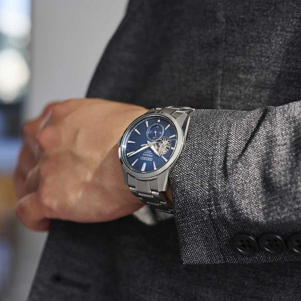 Seiko Presage Men's Silver Watch, Blue Dial | Spb417j1 by i-watch