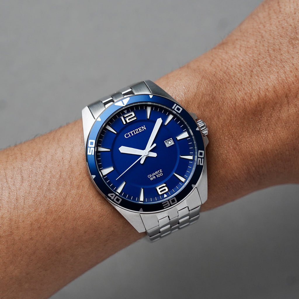 Citizen Bi5058-52l Blue Dial - Modern Men's Stainless Steel Watch With Quartz Precision