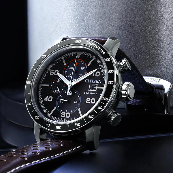 Citizen Ca0641-24e - Modern Elegance: Stainless Steel Chronograph & Leather Timepiece by i-watch