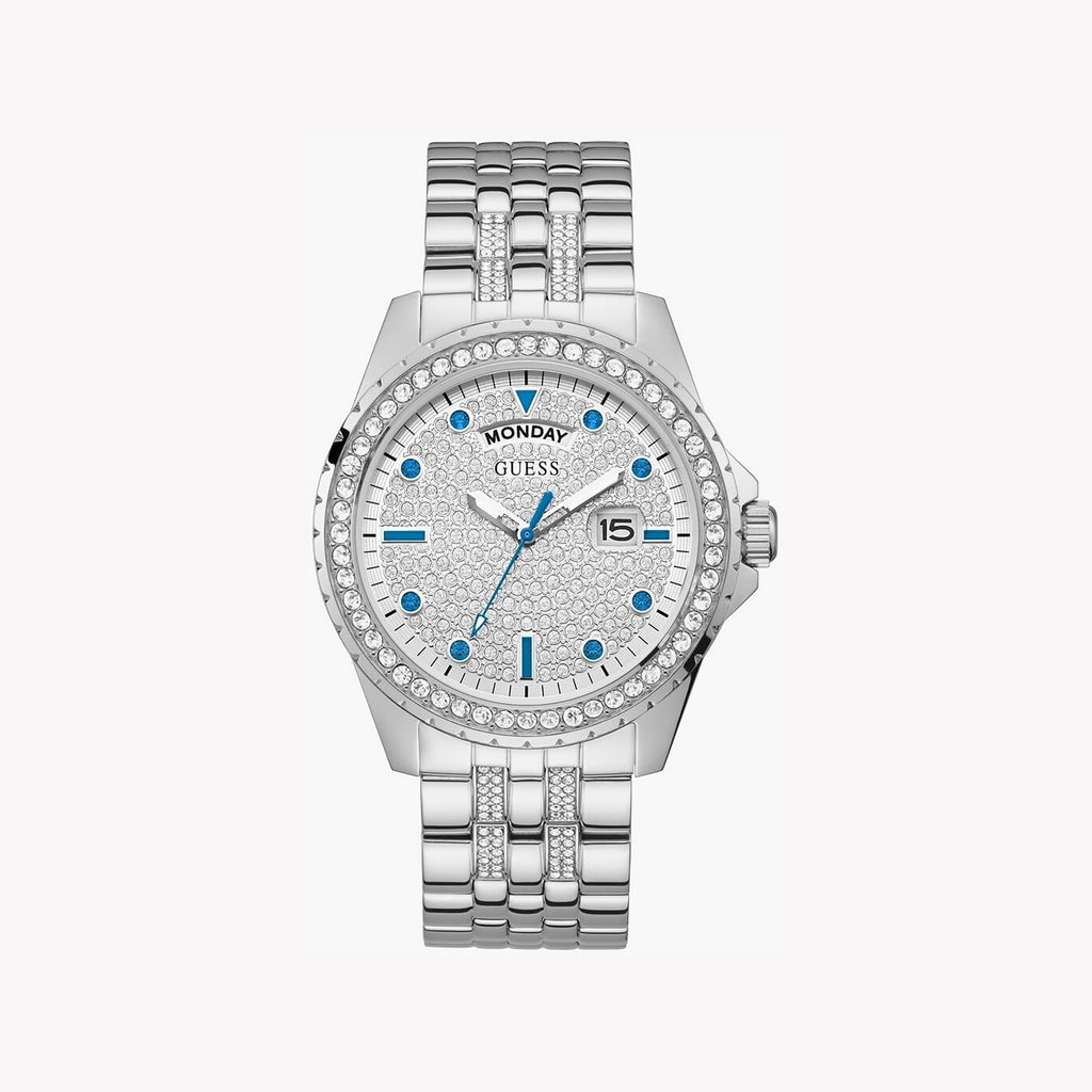 GUESS GW0218G1 SILVER ELEGANCE - CHIC WOMEN'S TIMEPIECE with Stainless Steel Band & Bold Design