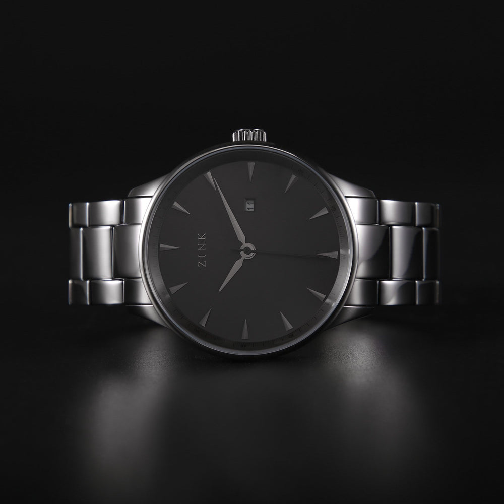 Zink Zk127g1ss-27 Modern Elegance - Black Stainless Steel Men's Watch With Striking Black Dial And Bold 44mm Case by i-watch