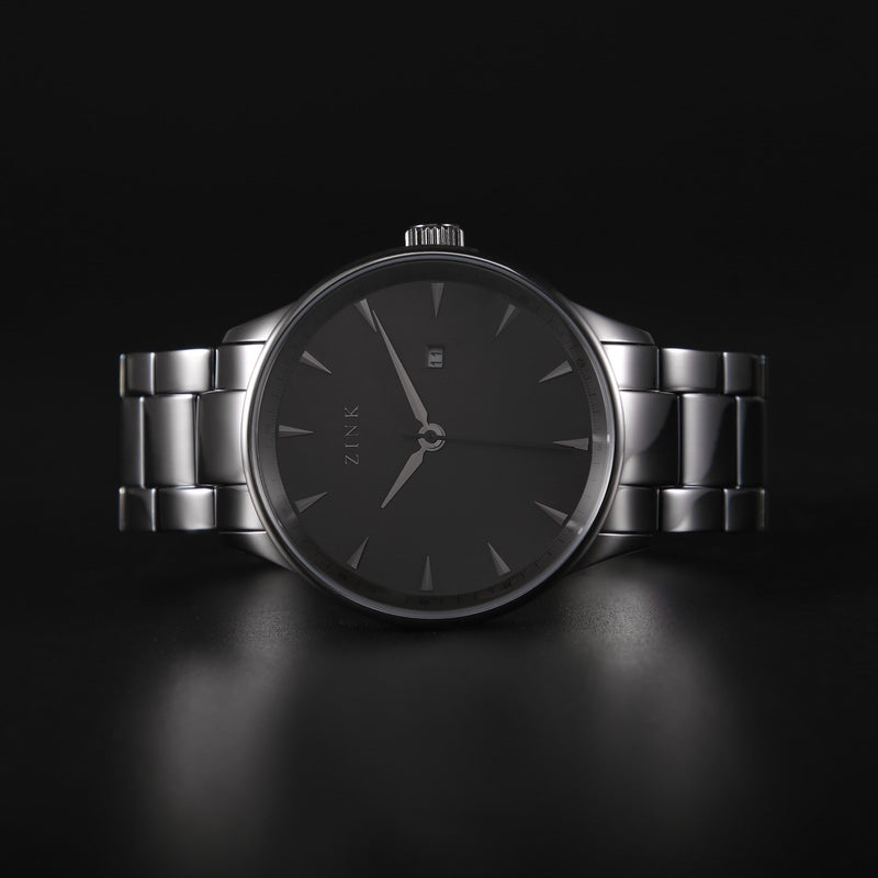 Zink Zk127g1ss-27 Modern Elegance - Black Stainless Steel Men's Watch With Striking Black Dial And Bold 44mm Case by i-watch