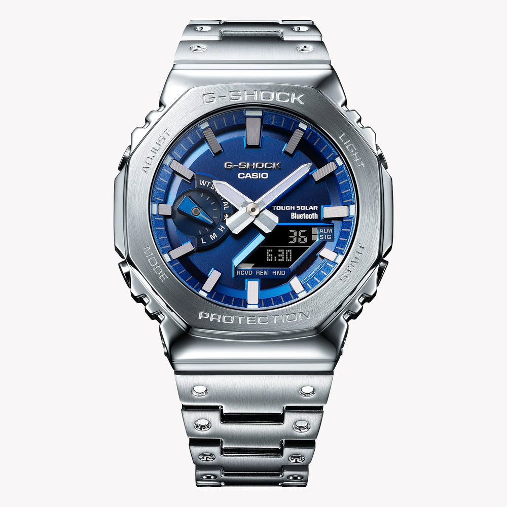 Casio Men's Stainless Steel Blue Dial Watch, Silver | Gm-B2100ad-2aer by i-watch