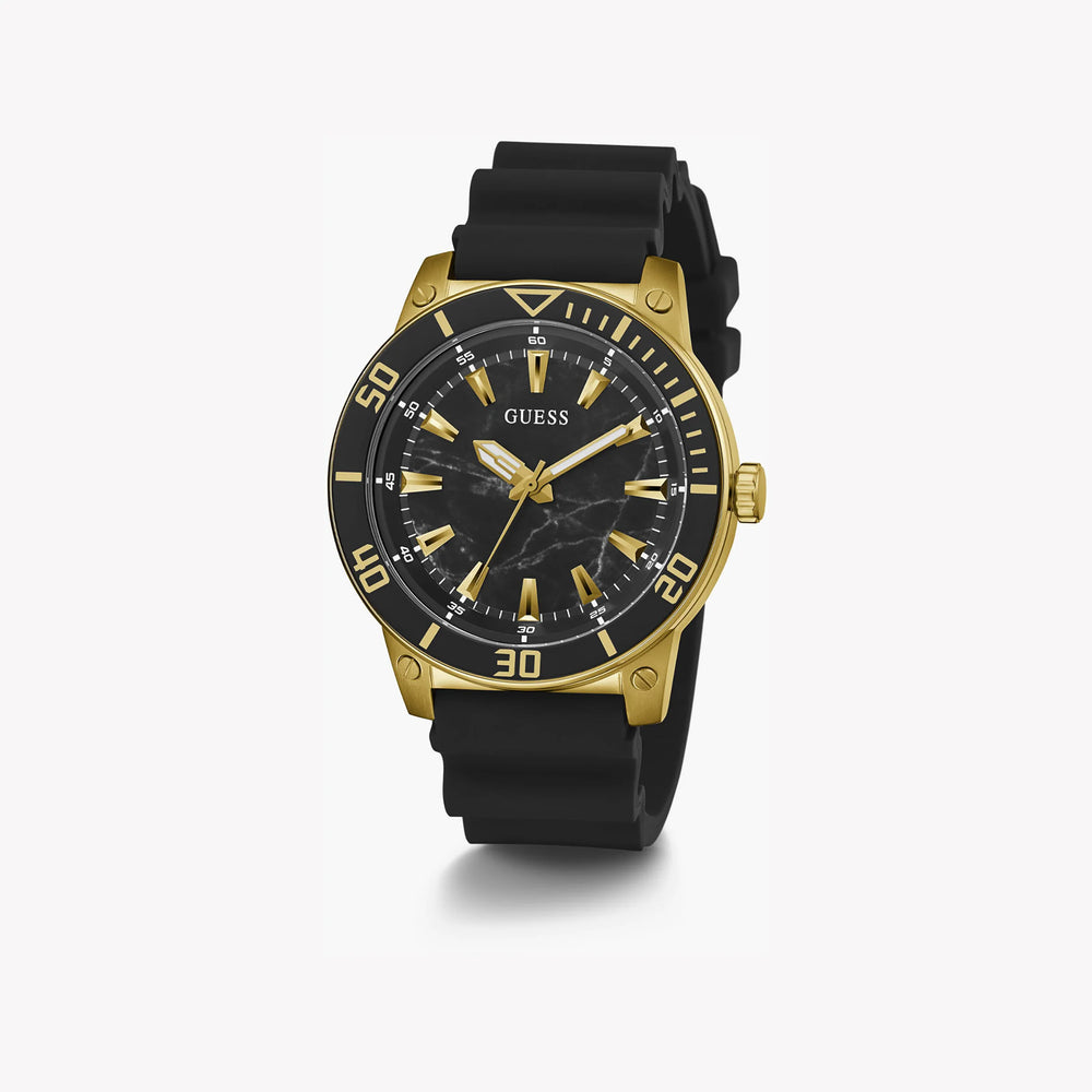 Guess Men's Gold Stainless Steel Watch, Black Silicone | Gw0420g2 by i-watch