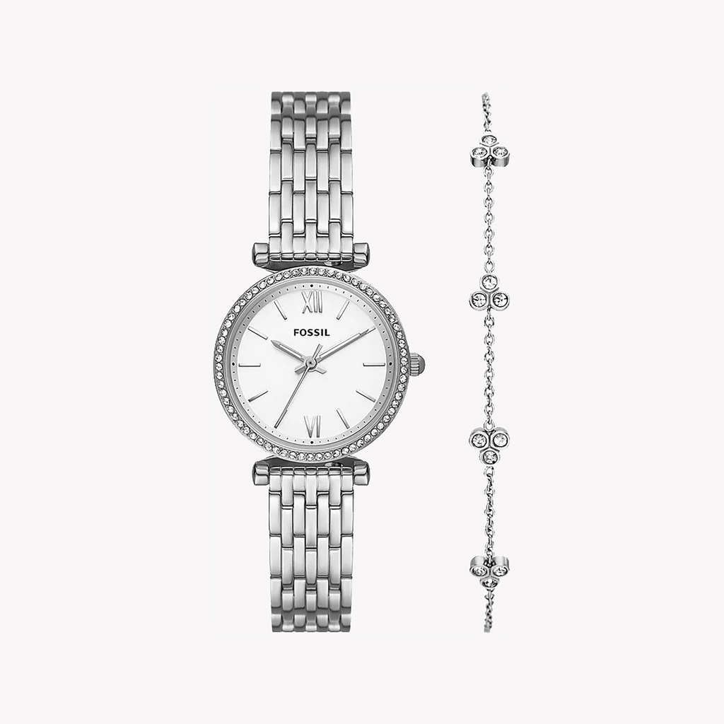 FOSSIL ES5315SET TIMELESS ELEGANCE - SOPHISTICATED SILVER WOMEN'S WATCH with White Dial & Bracelet