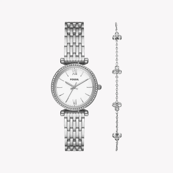Fossil Women's Silver Stainless Steel Watch, White Dial | Es5315set by i-watch