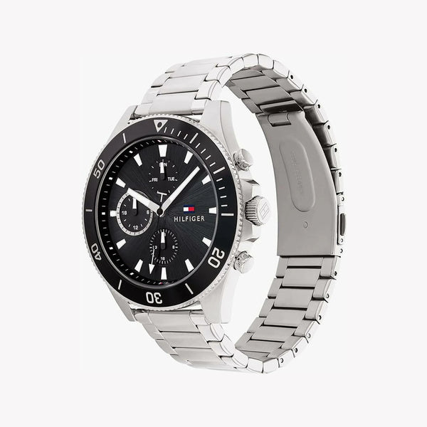 Tommy Hilfiger Men's Silver Watch, Black Dial | 1674788 by i-watch