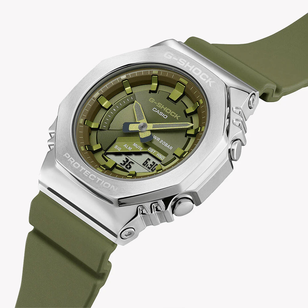 Casio G-Shock Men's Silver & Green Watch, Resin & Steel | Gm-S2100-3aer by i-watch
