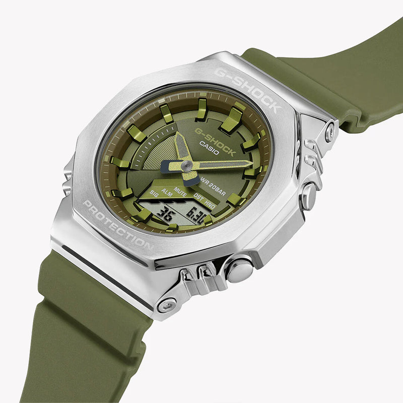 Casio G-Shock Men's Silver & Green Watch, Resin & Steel | Gm-S2100-3aer by i-watch