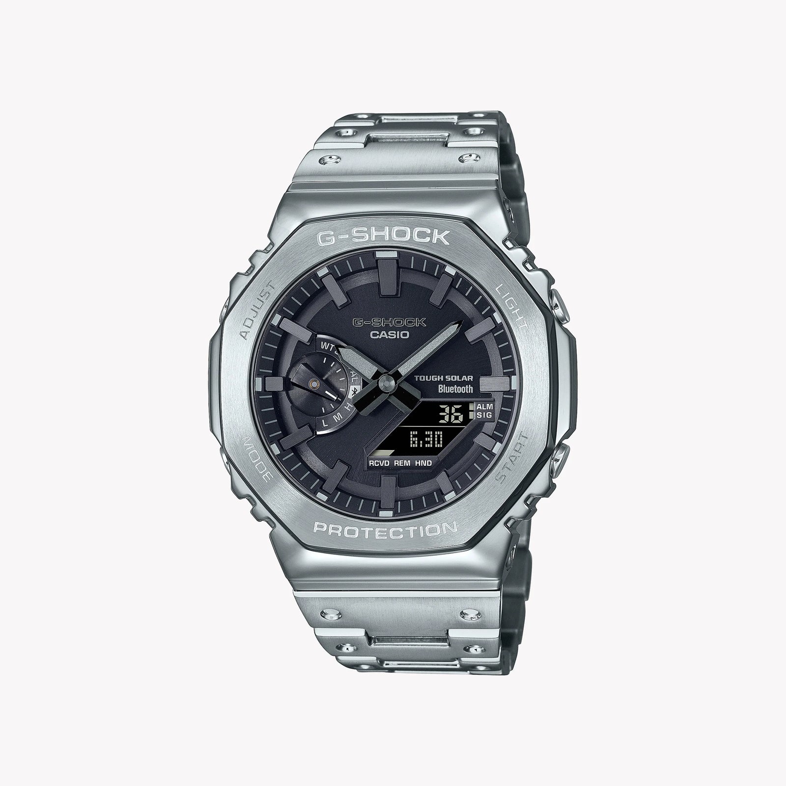 Casio Men's Silver Stainless Steel Watch, Black Dial | Gm-B2100d-1aer by i-watch