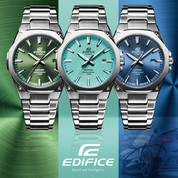 Casio Edifice Men's Aqua Green Watch, Silver Stainless Steel | Efr-S108d-2bvuef by i-watch