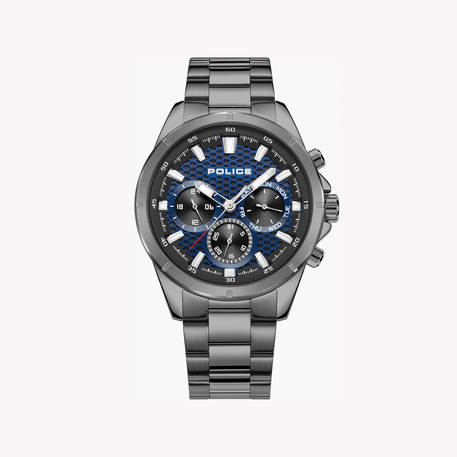 Police Men's Grey Stainless Steel Watch, Blue Dial | Pewgk2204105 by i-watch