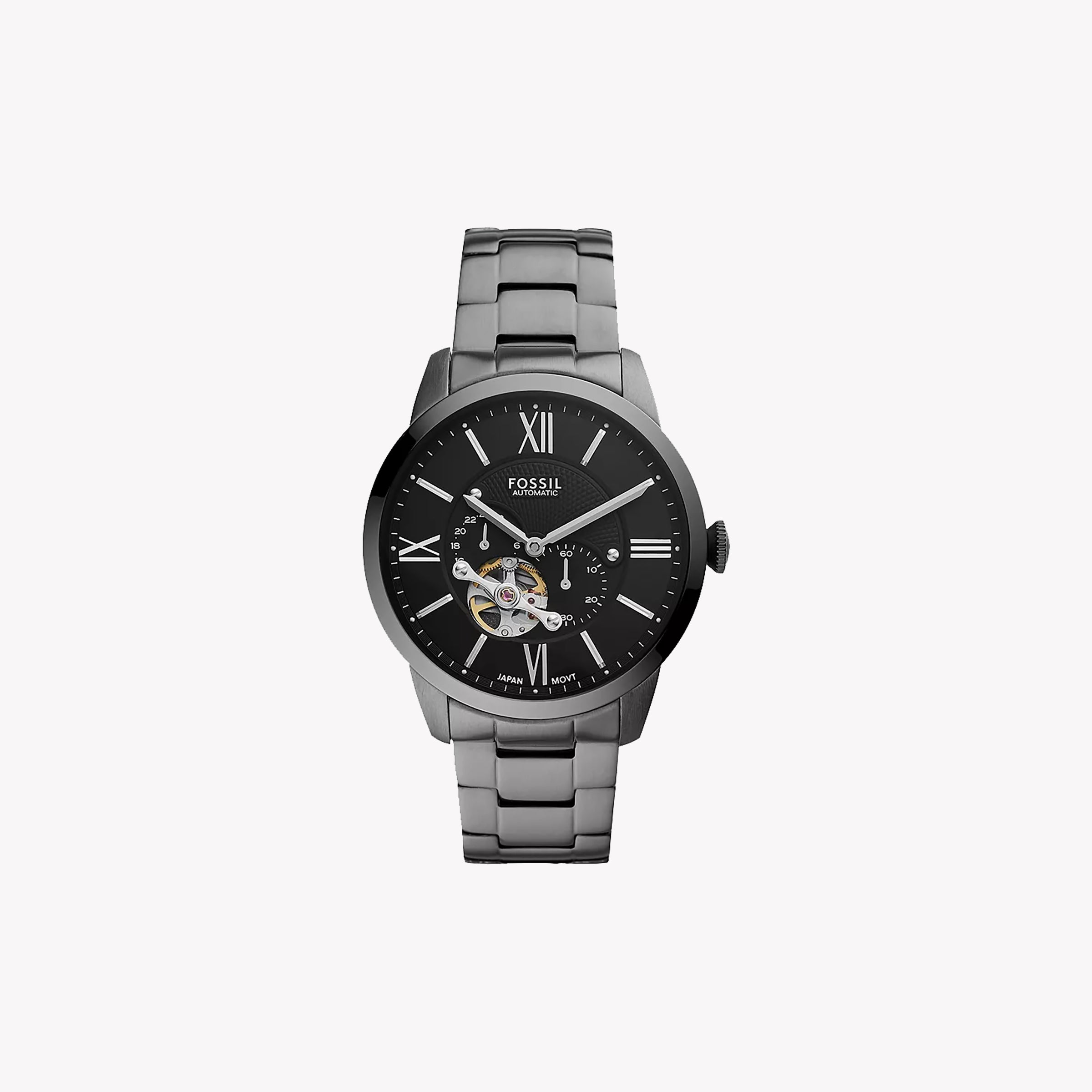 FOSSIL ME3172 SLEEK ELEGANCE - MEN'S AUTOMATIC WATCH WITH SMOKE BAND & BLACK DIAL