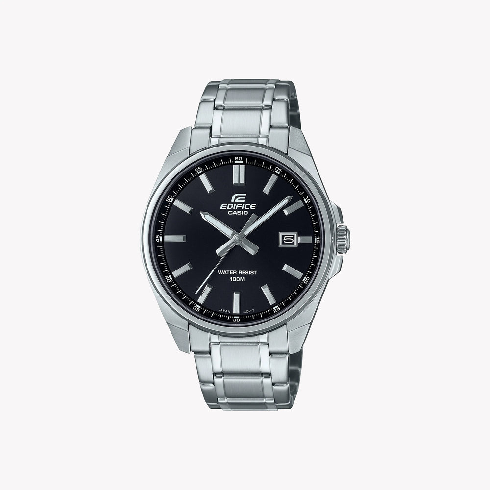 Edifice Men's Silver Watch, Black Dial | Efv-150d-1avuef by i-watch