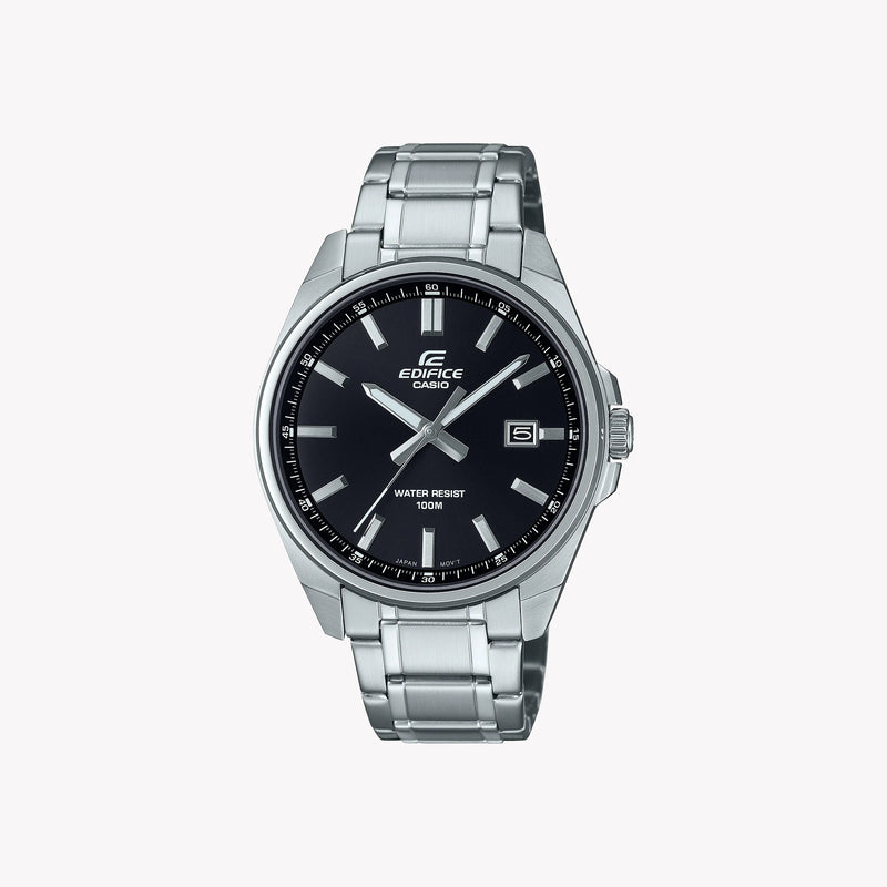 Edifice Men's Silver Watch, Black Dial | Efv-150d-1avuef by i-watch