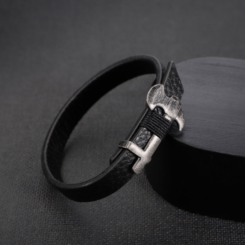 Zink Men's Black Stainless Steel & Leather Bracelet | Zjbc045b