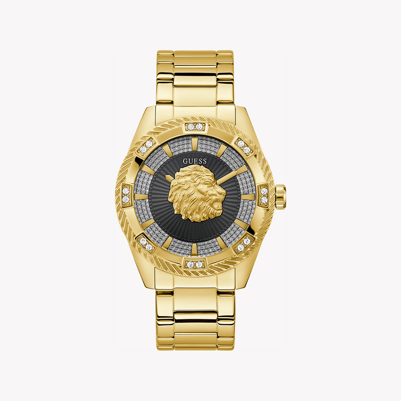 Guess Men's Gold Stainless Steel Watch, Black Dial | Gw0783g1 by i-watch