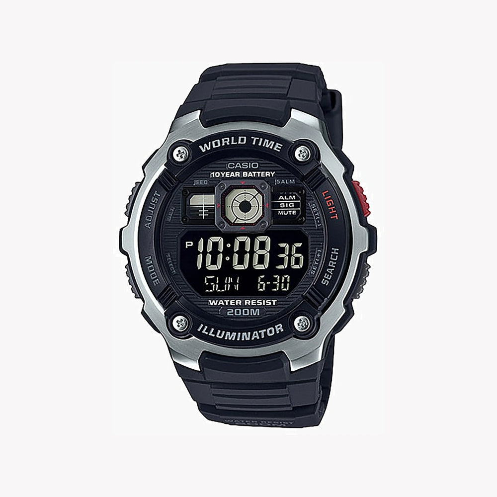 Casio Men's Black Resin Watch, Digital Display | Ae-2000w-1bvdf by i-watch
