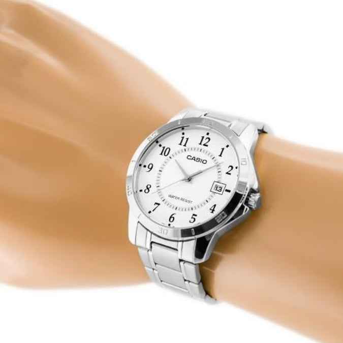 MTP-V004D-7BUDF - TIMELESS ELEGANCE - CLASSIC SILVER STAINLESS STEEL MEN'S WATCH-i-Watch-4