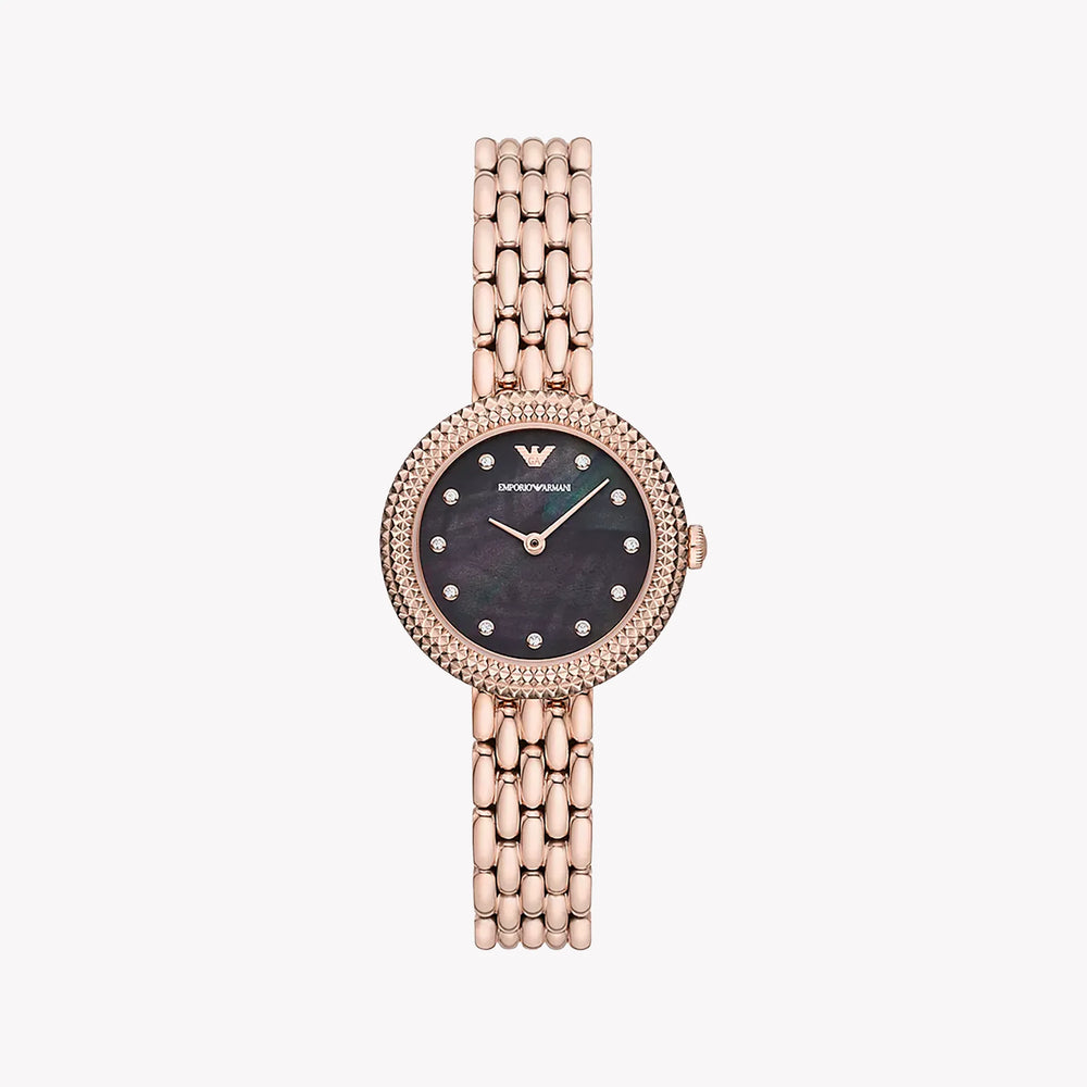 Emporio Armani Women's Rose Gold Watch, Black Dial | Ar11432 by i-watch