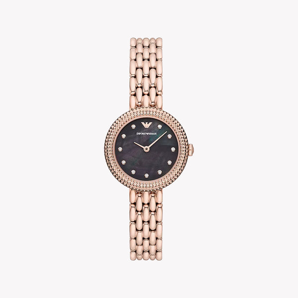 Emporio Armani Women's Rose Gold Watch, Black Dial | Ar11432 by i-watch