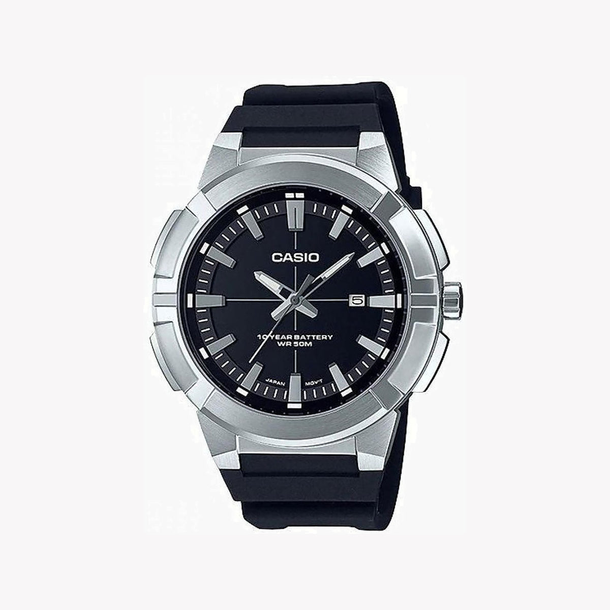 CASIO MTP-E172-1AVDF SPORTY RELIABILITY - MEN'S STAINLESS STEEL WATCH WITH BLACK DIAL & RESIN BAND