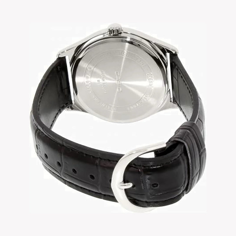 Casio Men's Silver Stainless Steel, Black Leather | Mtp-V004l-1audf by i-watch