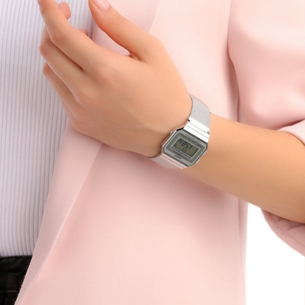 CASIO A700WM-7ADF ELEGANT TIMEKEEPER - MODERN SILVER STYLE Unisex Watch with sleek resin case and versatile features-i-Watch-4