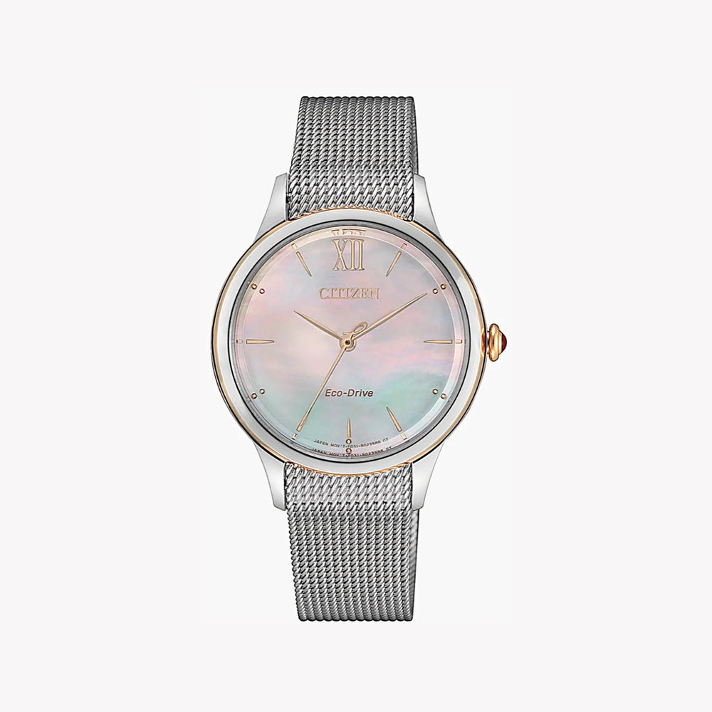 Citizen Em0816-88y Radiant Charm - Elegant Silver Mesh Eco-Drive Women's Timepiece by i-watch