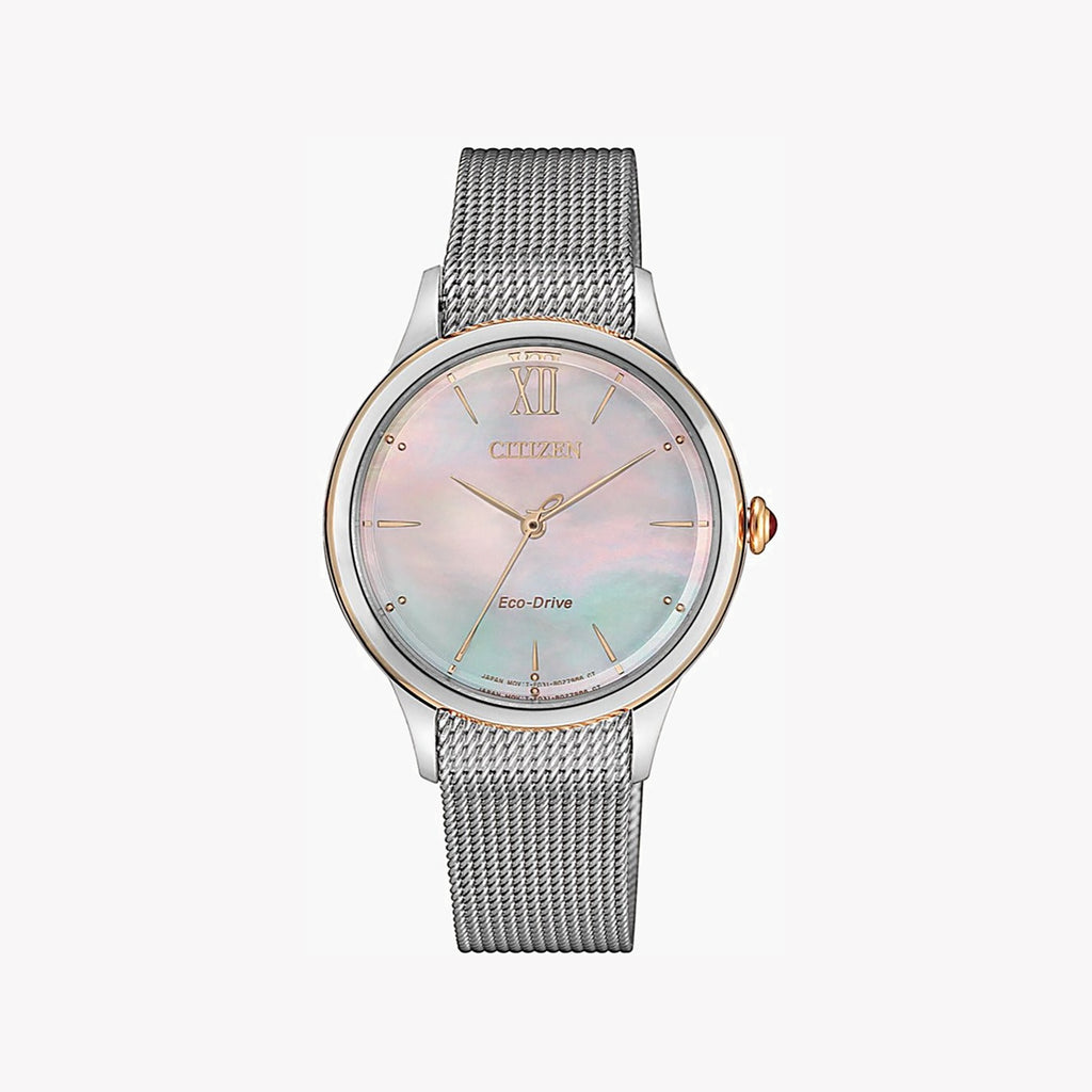 CITIZEN EM0816-88Y RADIANT CHARM - ELEGANT SILVER MESH ECO-DRIVE WOMEN'S TIMEPIECE