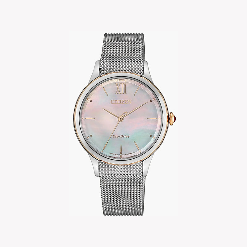 Citizen Em0816-88y Radiant Charm - Elegant Silver Mesh Eco-Drive Women's Timepiece by i-watch